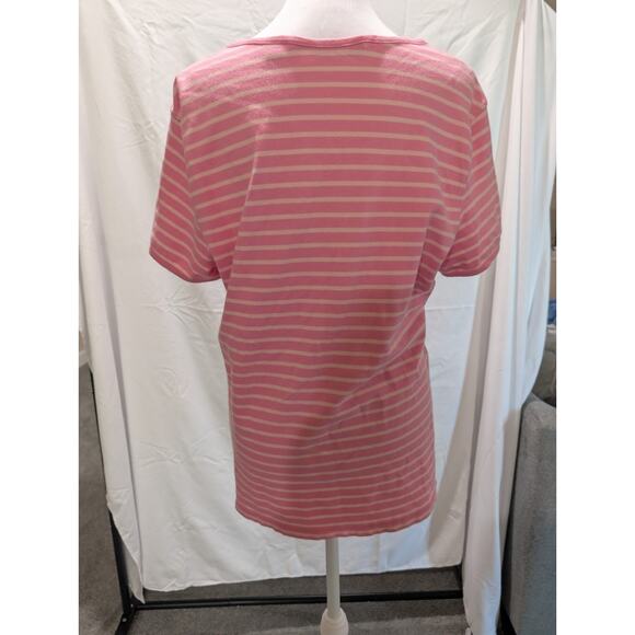 Tommy Hilfiger Shirt Women's Pink Striped V-neck Short Sleeves Tshirt Size XL - Picture 5 of 12
